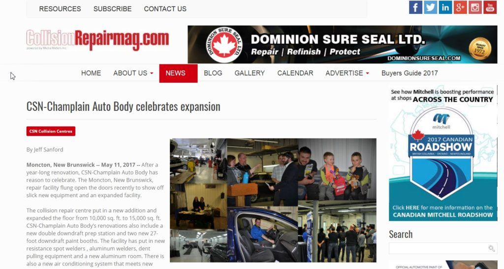 csn champlain auto body celebrates expansion of collision repair centre